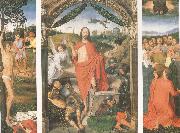 Hans Memling The Resurrection with the Martyrdom of st Sebastian and the Ascension a triptych (mk05) oil painting reproduction